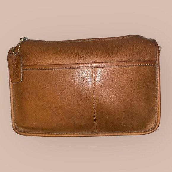 VTG Coach Companion Bag 9300 British Tan Leather Brass 80s NYC Anchor Stamp +Tag - Picture 4 of 10